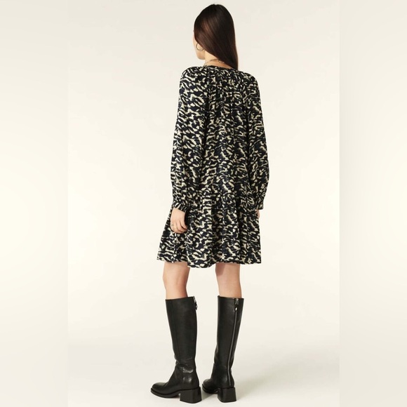 ba&sh Aisha Mini Long sleeve Dress in Blue Graphic NWT - Picture 3 of 15